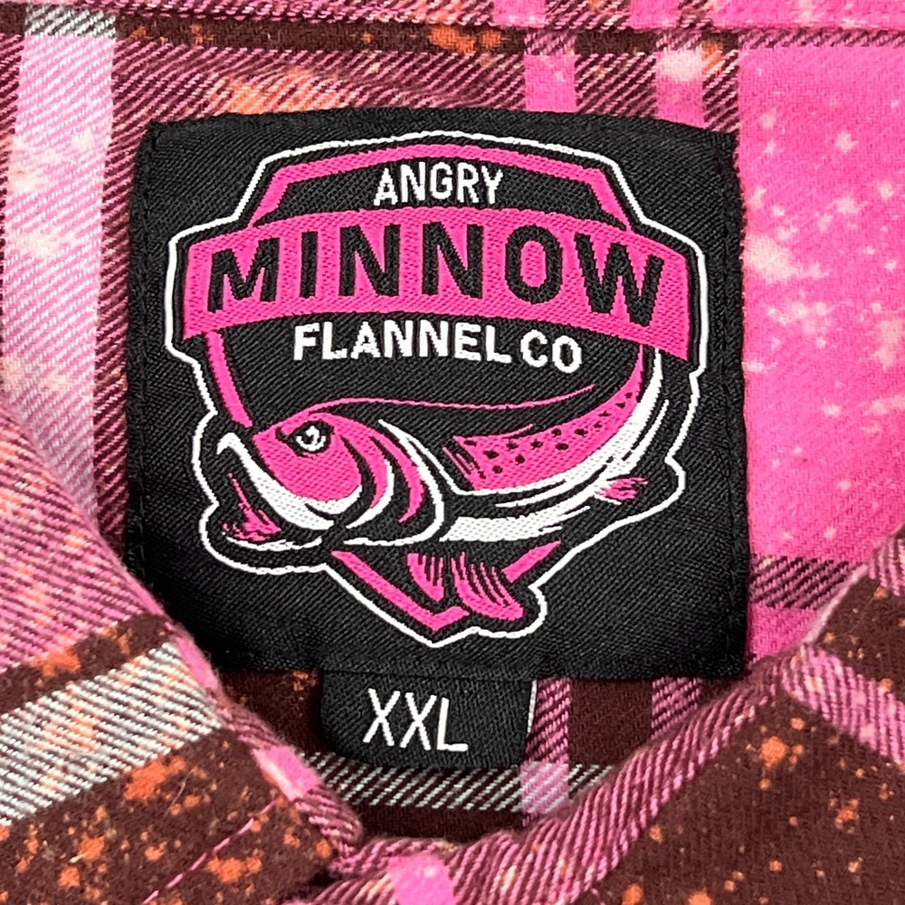 Angry Minnow Flannel Women's XXL Pink Button Front Flared Sleeve Shirt Tea Towel - Picture 2 of 9